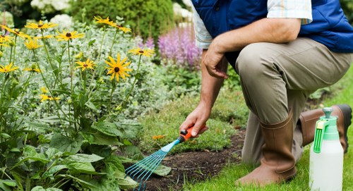 Low-maintenance landscaping in Beckton with elegant hardscape features